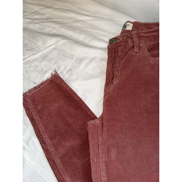 We The Free People Pants Womens 26 (26x26) Pink Corduroy Mid Rise Skinny Raw Hem - Picture 2 of 10